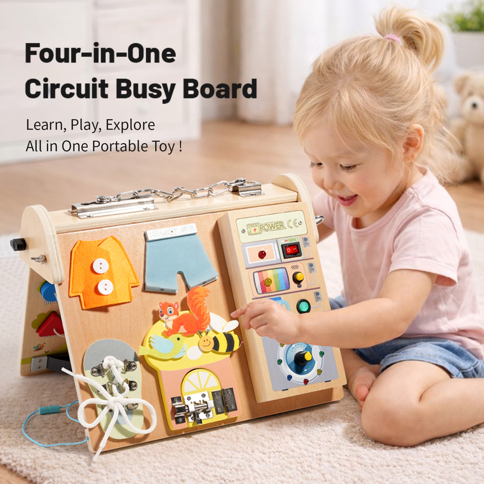 Board Game Of Life - Wooden 4-in-1 Busy Board with LED