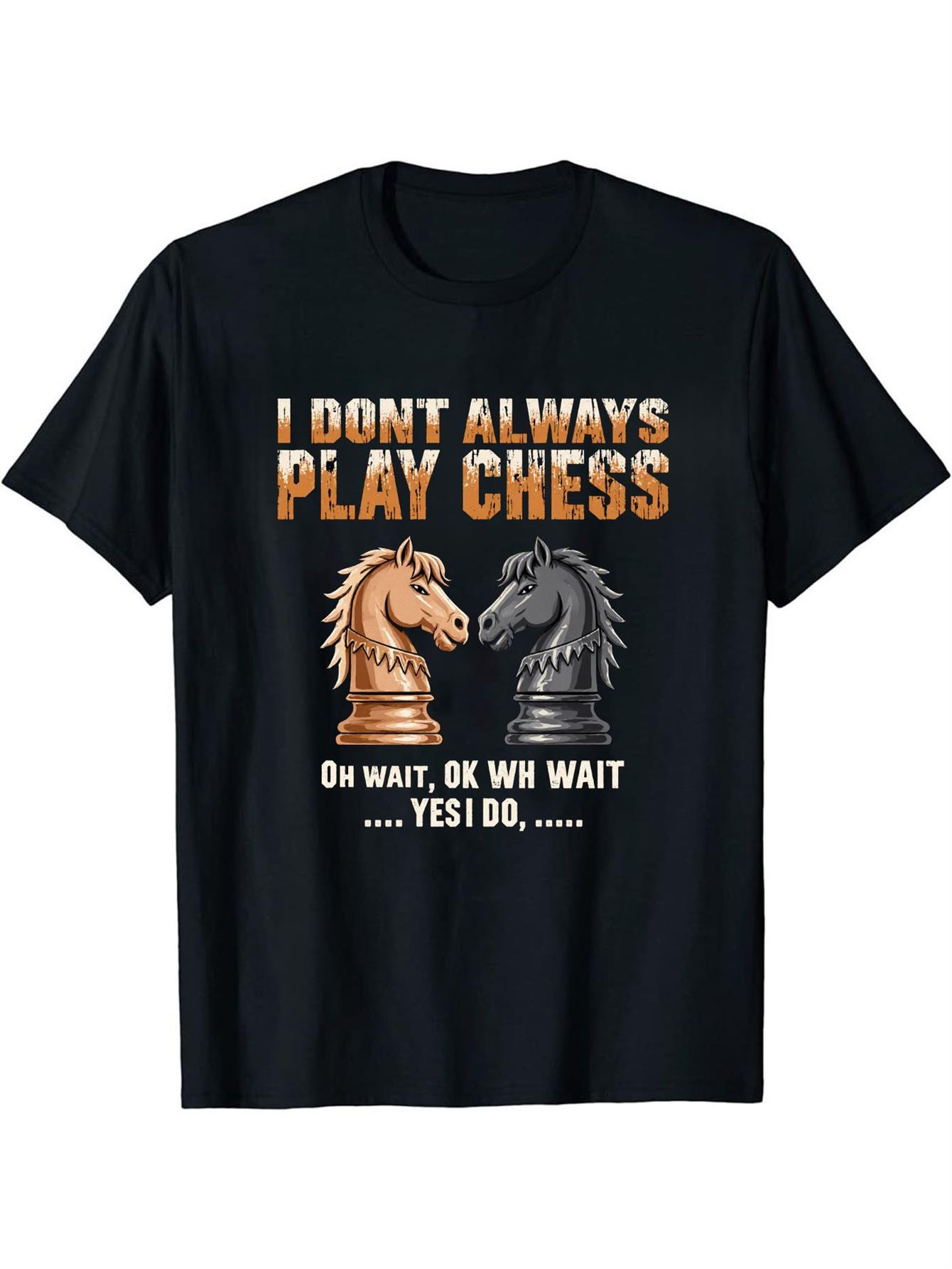 Board Game Print - Funny Men's Black Graphic T-Shirt Chess