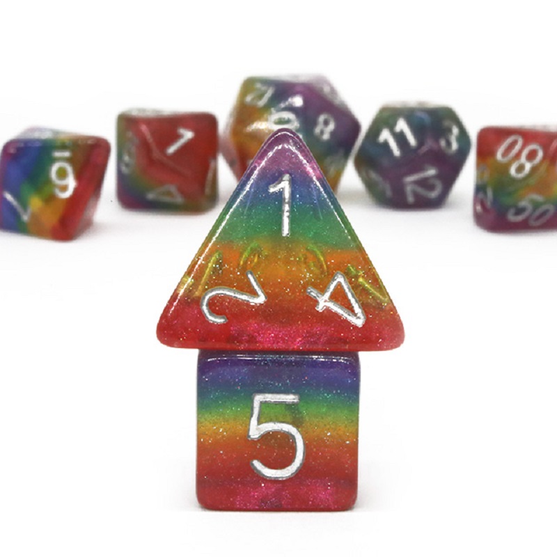 7Pcs/Set Polyhedral Rainbow Di - Board Game Dnd ulasan dan harga