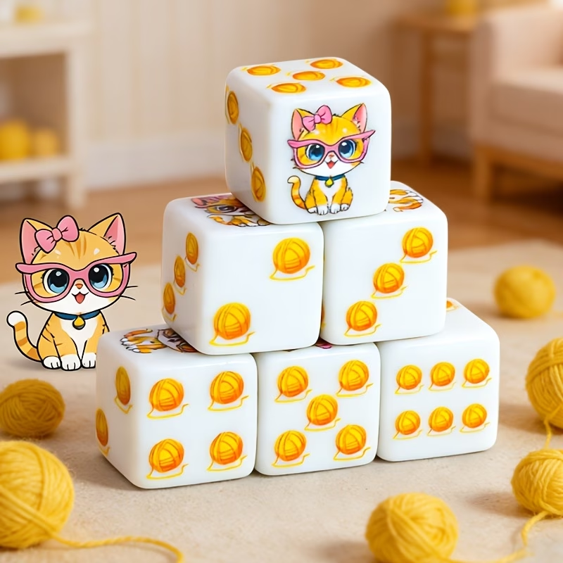 CANDYPIXEL 6PcsCat D6 Dice Set - Board Game Dnd ulasan dan harga