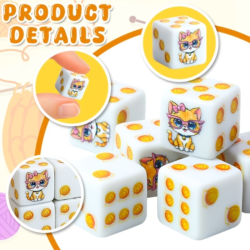 CANDYPIXEL 6PcsCat D6 Dice Set - Board Game Dnd ulasan dan harga