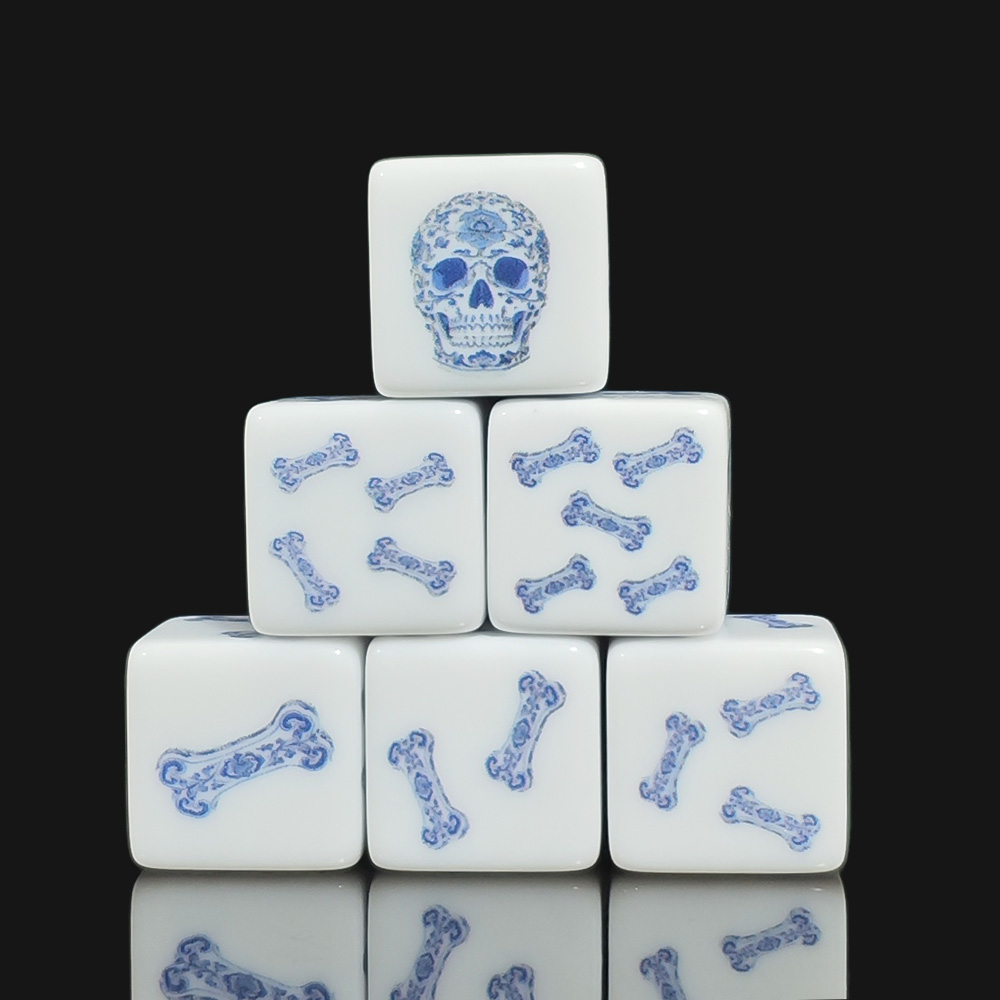 12Pcs 16MM Blue Floral Skull A - Board Game Print ulasan dan harga